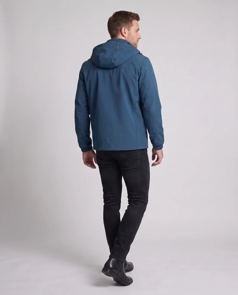Herren leichte winddichte Kapuzenjacke mit wärmendem Fleece-Futter und mit Reißverschluss versehenen Taschen Drune