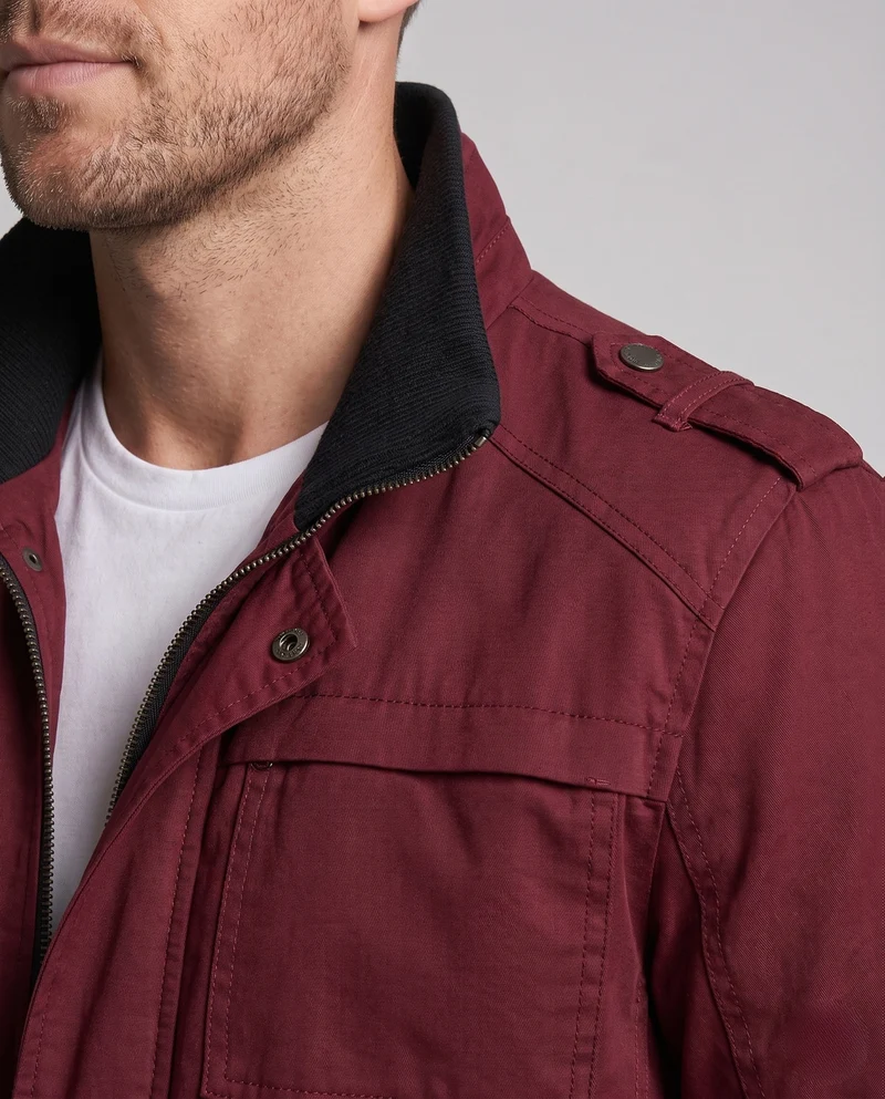 Herren Leichter Baumwoll-Canvas-Blouson mit Karofutter und gerippten Bündchen Drune