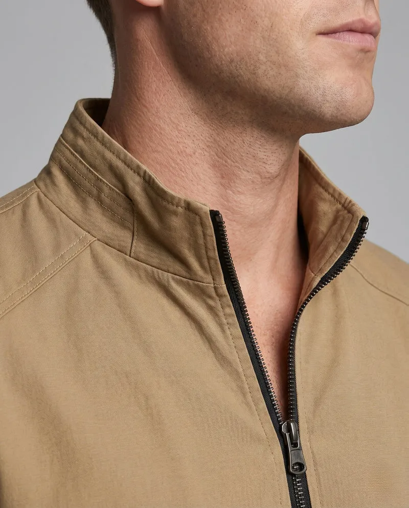 Herren leichte Baumwollmischung Utility-Jacke mit Stehkragen und Reißverschluss Drune