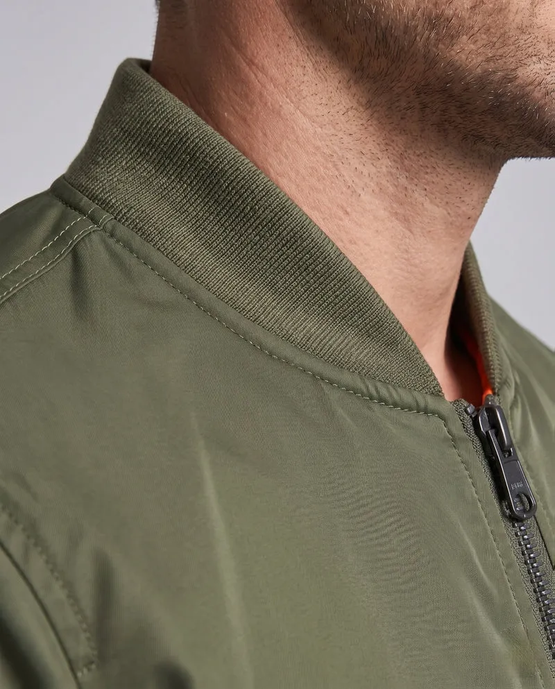Leichte Bomberjacke für Herren im Aviator-Stil mit kontrastierendem Innenfutter und Armtasche Drune