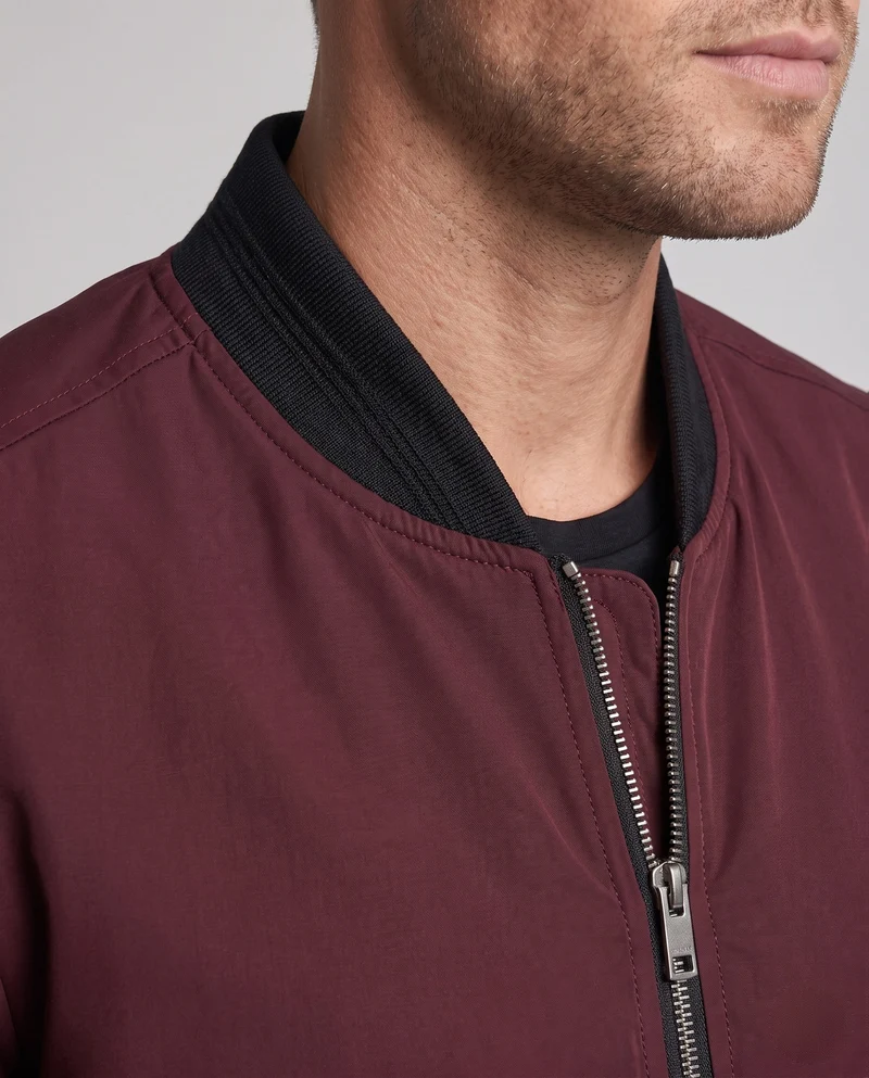 Herren Leichte Bomberjacke mit Rippenbündchen, Armtasche und winddichter Oberfläche Drune