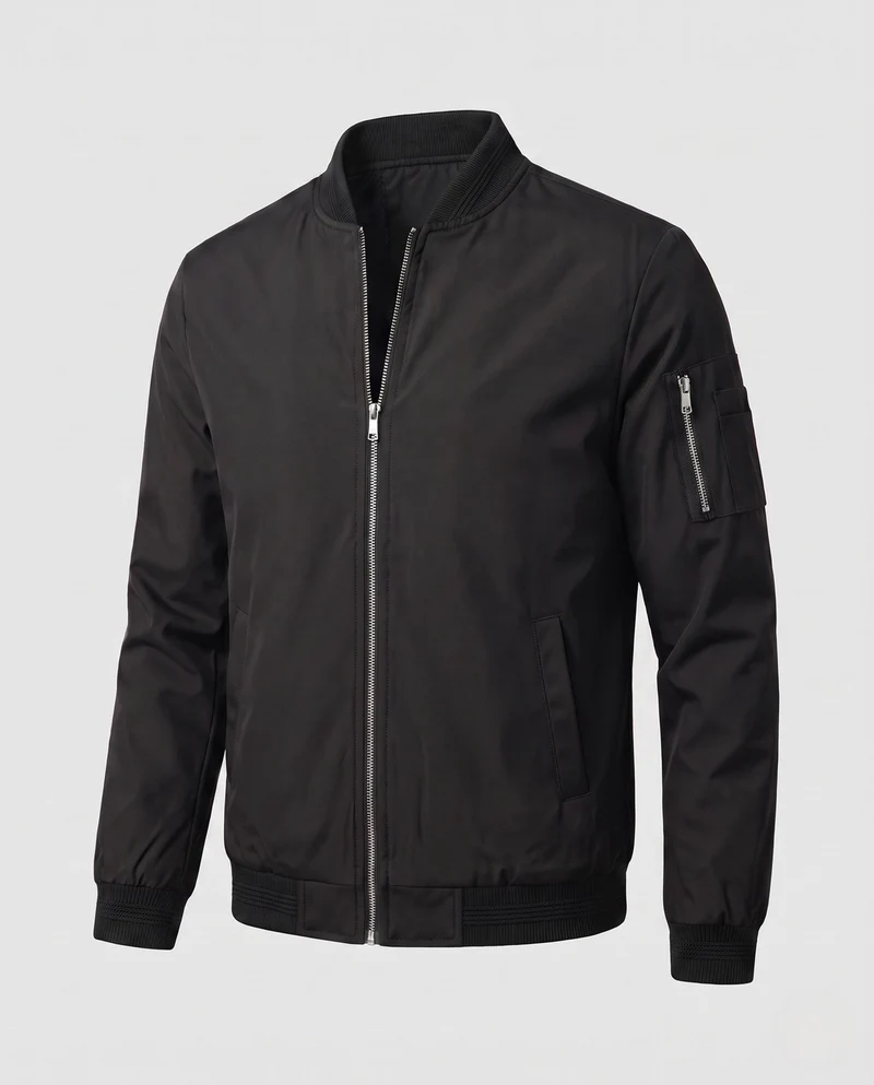 Herren Leichte Bomberjacke mit Rippenbündchen, Armtasche und winddichter Oberfläche Drune