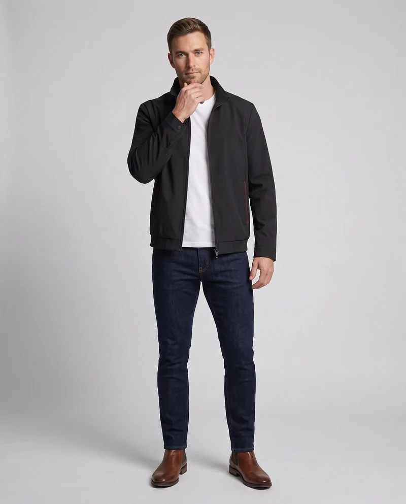 Herren Leichte Bomberjacke mit Teddyfleece-Futter und Stehkragen Drune