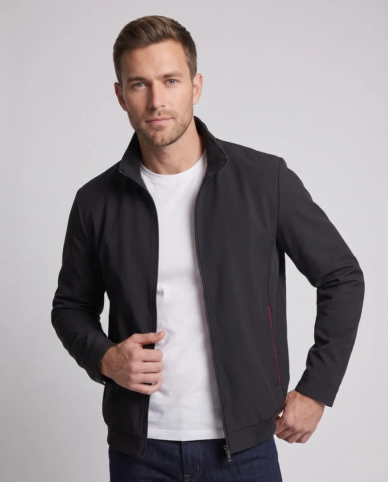 Herren Leichte Bomberjacke mit Teddyfleece-Futter und Stehkragen Drune