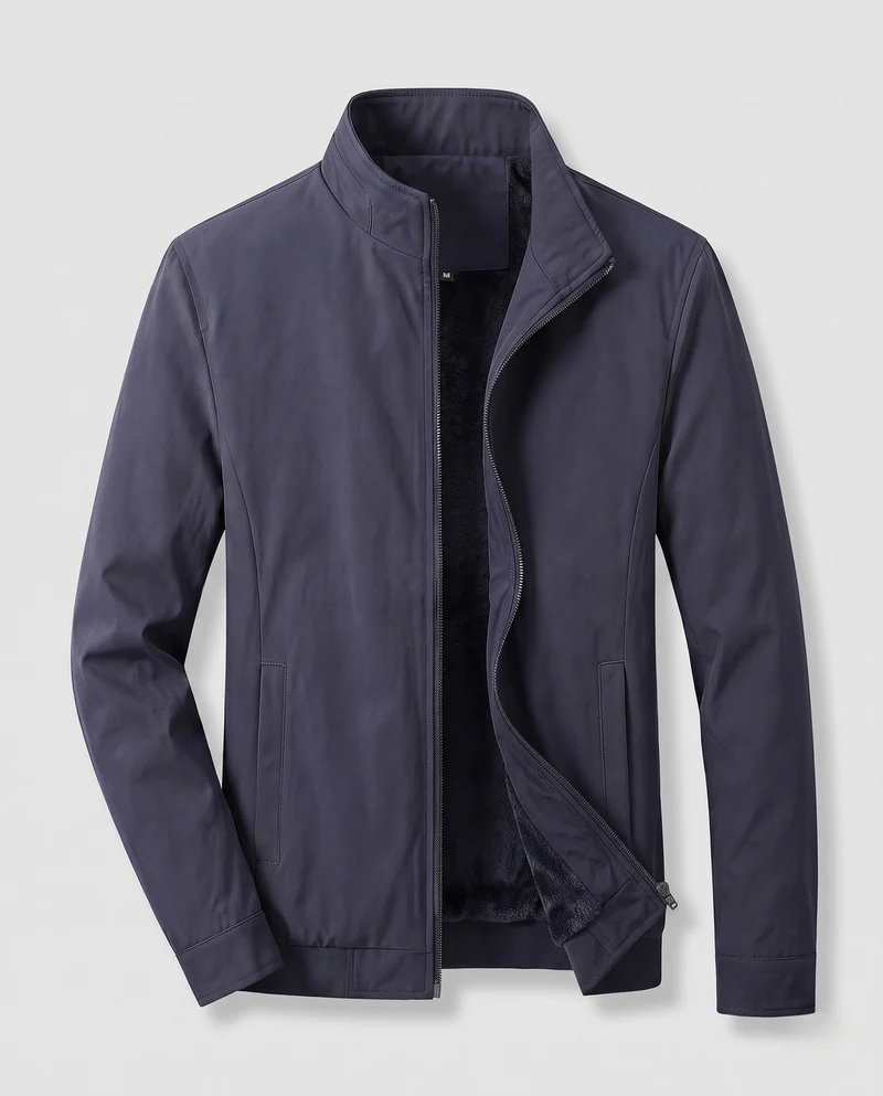 Herren Leichte Bomberjacke mit Teddyfleece-Futter und Stehkragen Drune