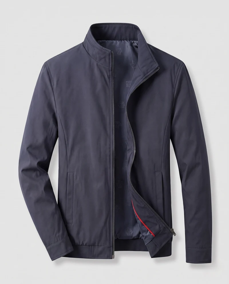 Herren Leichte Bomberjacke mit Teddyfleece-Futter und Stehkragen Drune