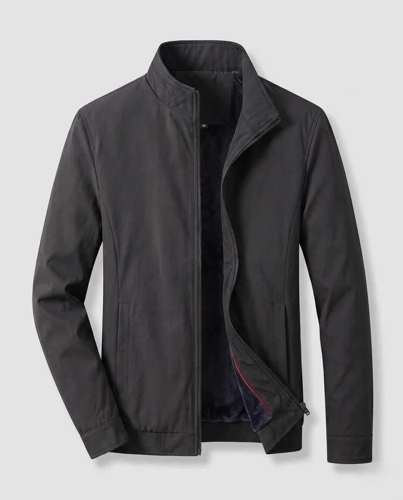 Herren Leichte Bomberjacke mit Teddyfleece-Futter und Stehkragen Drune