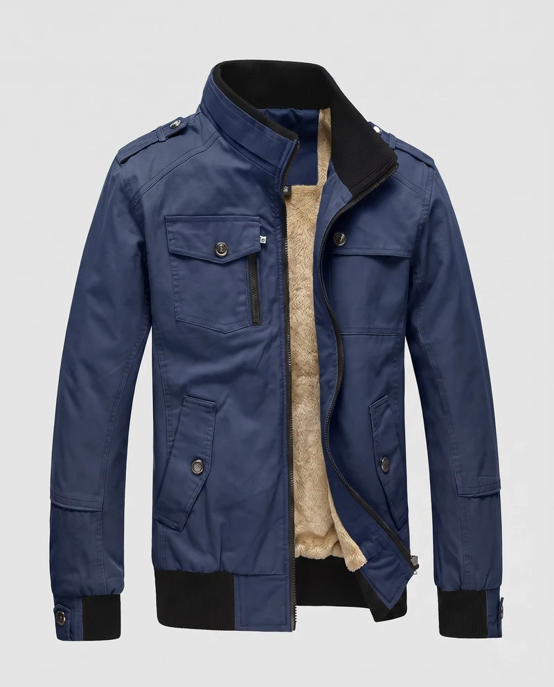 Herren Leichtgewicht Feldblouson mit Stehkragen und Multifunktionstaschen Drune