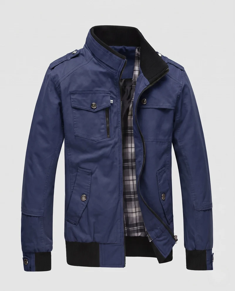 Herren Leichtgewicht Feldblouson mit Stehkragen und Multifunktionstaschen Drune