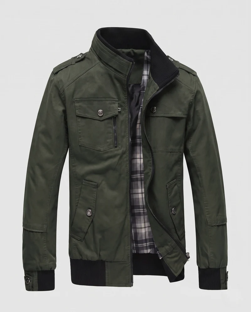 Herren Leichtgewicht Feldblouson mit Stehkragen und Multifunktionstaschen Drune