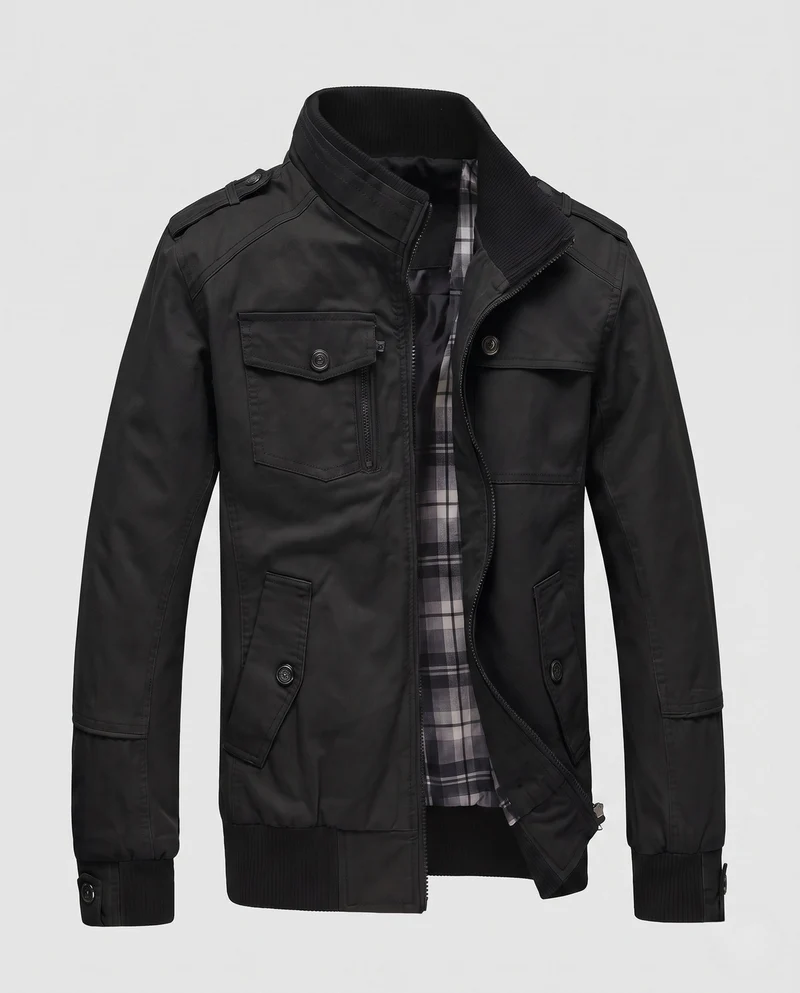 Herren Leichtgewicht Feldblouson mit Stehkragen und Multifunktionstaschen Drune