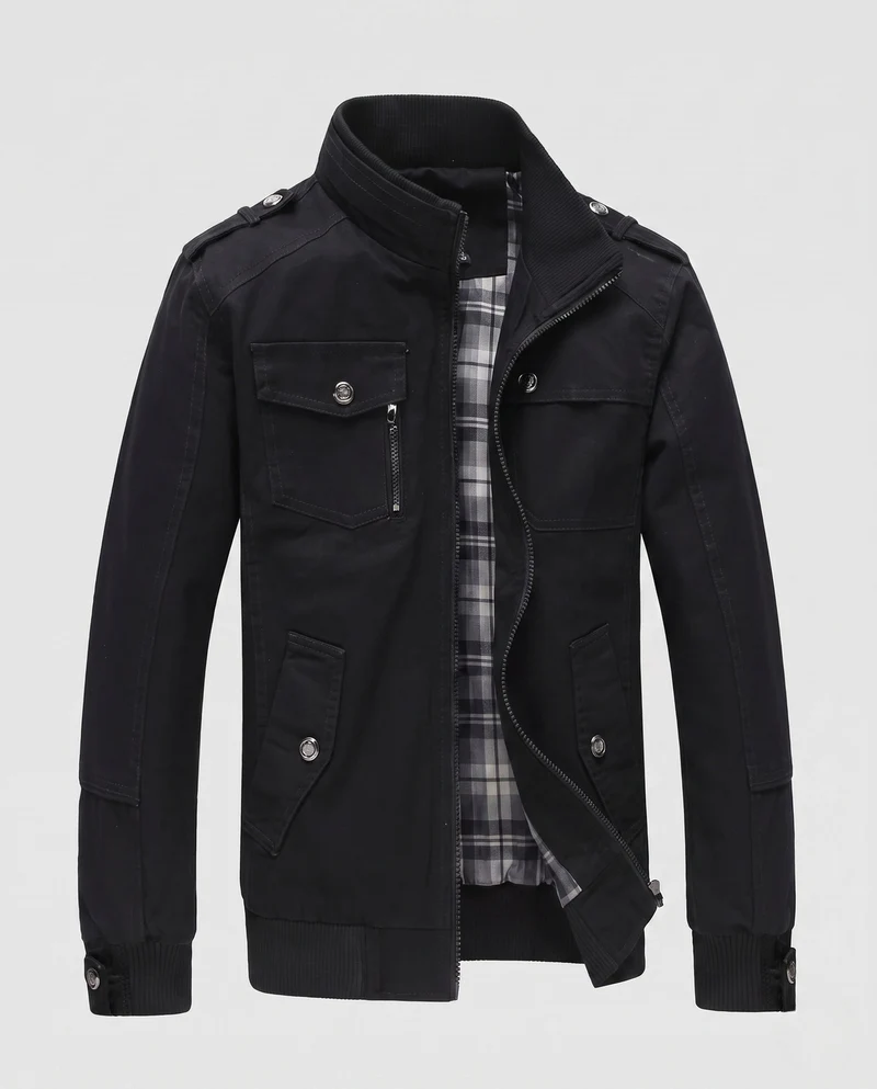 Herren Leichtgewicht Feldblouson mit Stehkragen und Multifunktionstaschen Drune