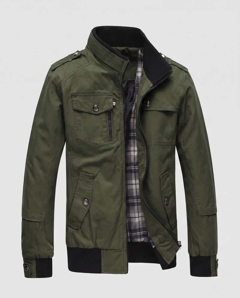 Herren Leichtgewicht Feldblouson mit Stehkragen und Multifunktionstaschen Drune