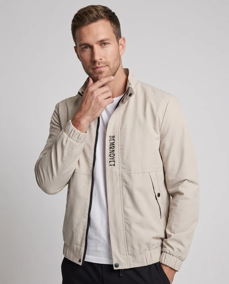Leichte Harrington-Jacke für Herren mit Stehkragen, Reißverschluss, Klappentaschen und elastischem Saum Drune