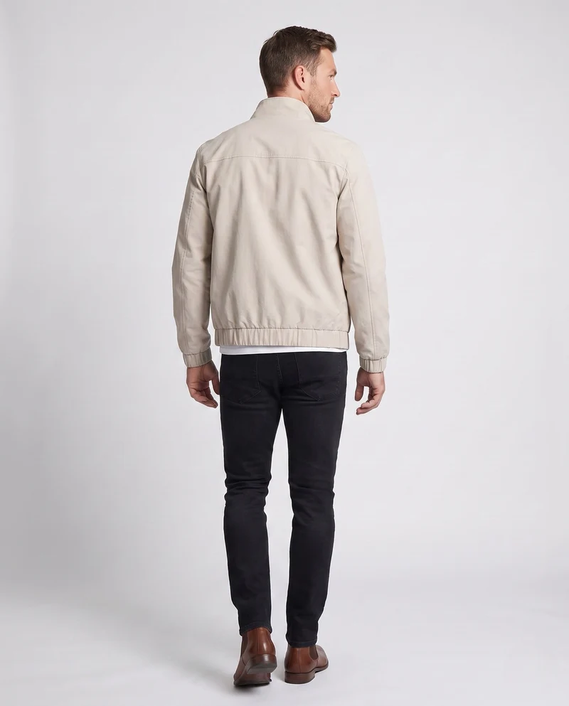 Leichte Harrington-Jacke für Herren mit Stehkragen, Reißverschluss, Klappentaschen und elastischem Saum Drune