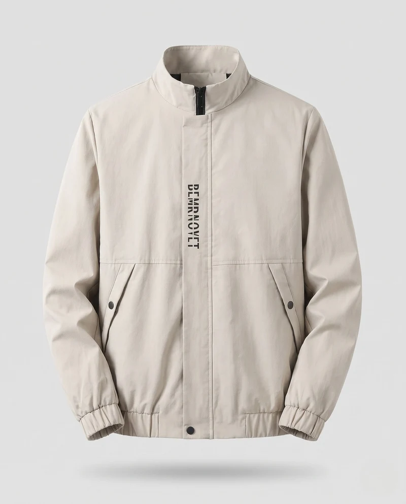 Leichte Harrington-Jacke für Herren mit Stehkragen, Reißverschluss, Klappentaschen und elastischem Saum Drune