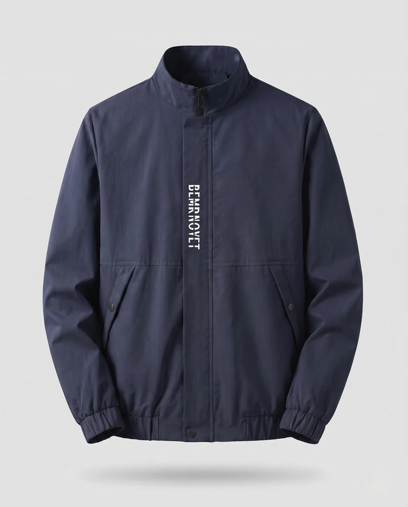 Leichte Harrington-Jacke für Herren mit Stehkragen, Reißverschluss, Klappentaschen und elastischem Saum Drune