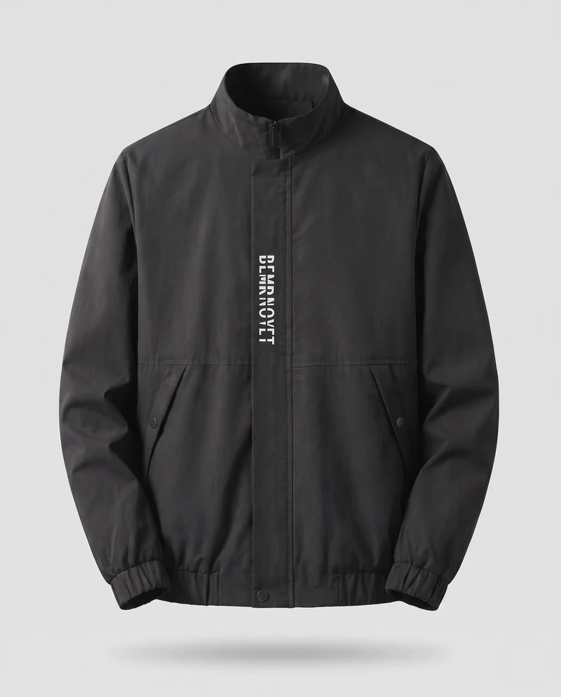 Leichte Harrington-Jacke für Herren mit Stehkragen, Reißverschluss, Klappentaschen und elastischem Saum Drune