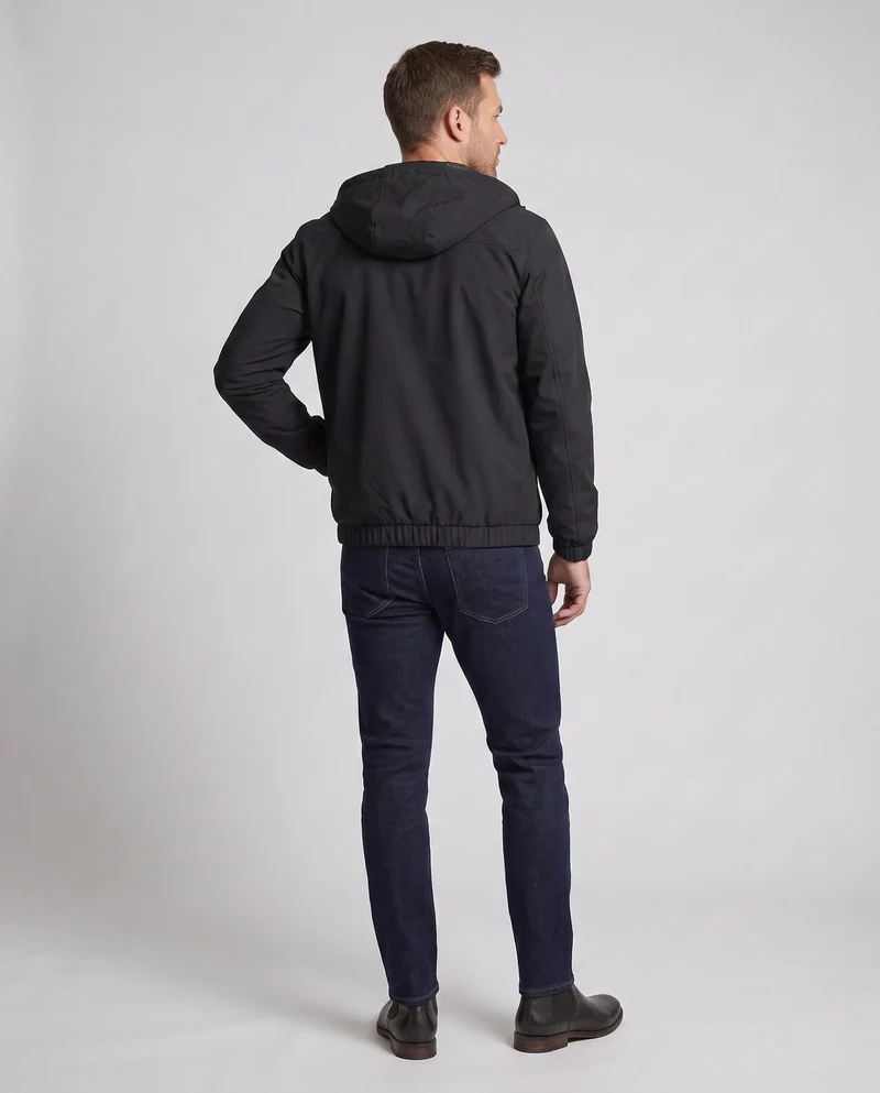 Leichte Herren-Hoodie-Windjacke mit elastischen Bündchen und verdecktem Reißverschluss Drune