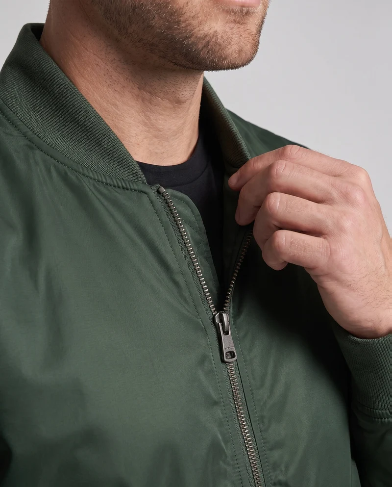Herren Leichte Nylon Aviator Bomber mit Arm Tasche und Zwei-Wege Reißverschluss Drune