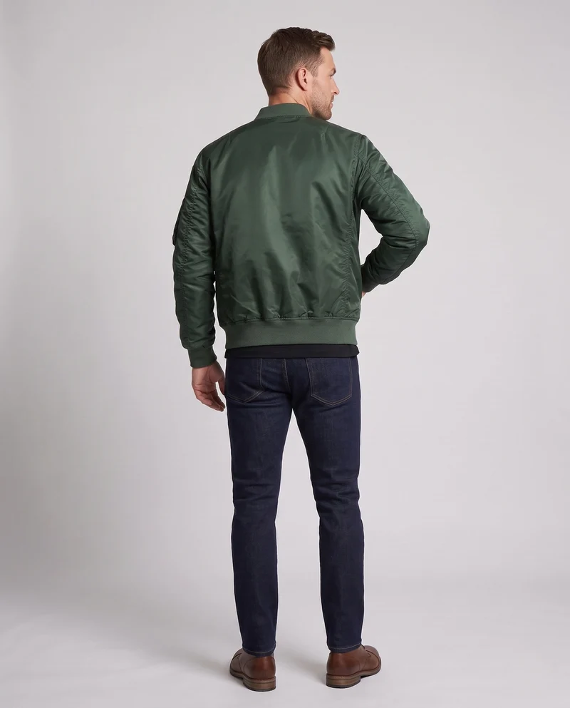 Herren Leichte Nylon Aviator Bomber mit Arm Tasche und Zwei-Wege Reißverschluss Drune