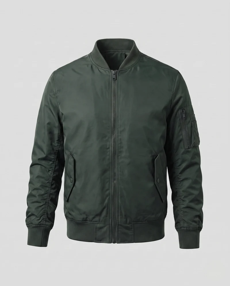 Herren Leichte Nylon Aviator Bomber mit Arm Tasche und Zwei-Wege Reißverschluss Drune