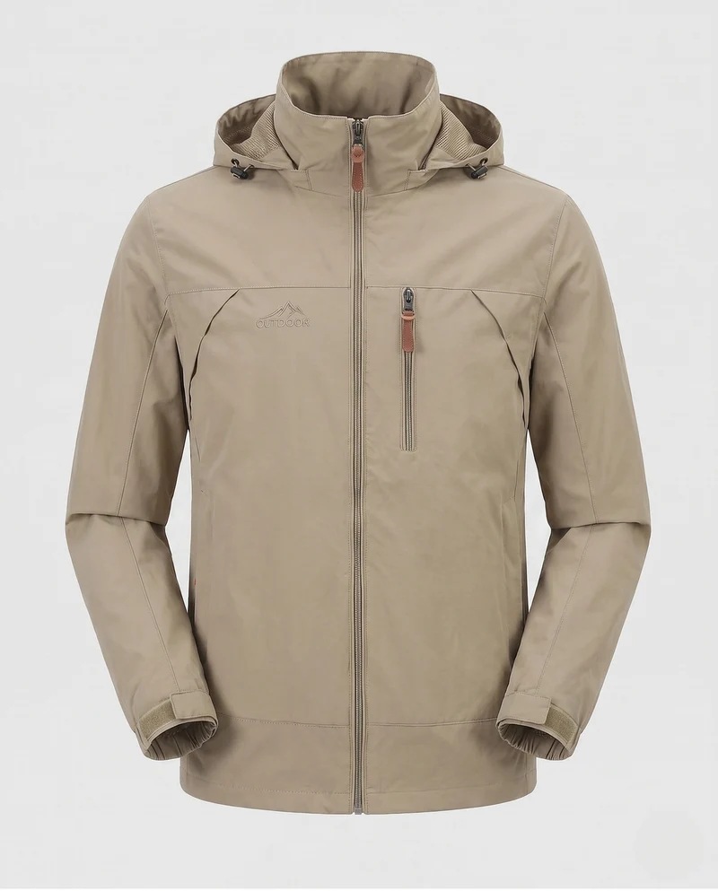 Herren Leichte Softshell Feldjacke mit Kapuze, wasserabweisend und Brustreißverschluss Drune