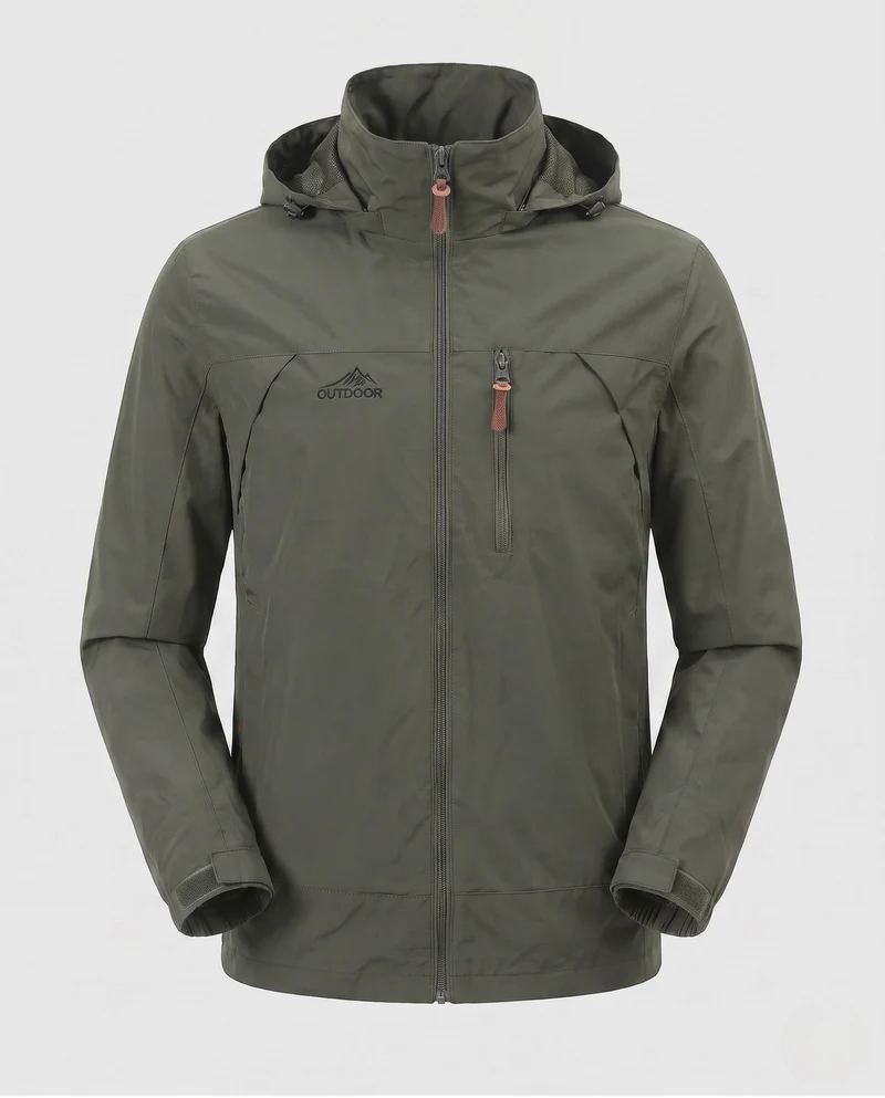 Herren Leichte Softshell Feldjacke mit Kapuze, wasserabweisend und Brustreißverschluss Drune