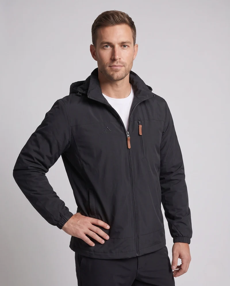 Herren Leichte Softshell Outdoorjacke mit Kapuze und Reißverschlusstaschen Drune