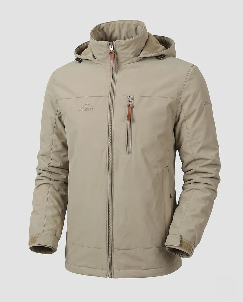 Herren Leichte Softshell Outdoorjacke mit Kapuze und Reißverschlusstaschen Drune