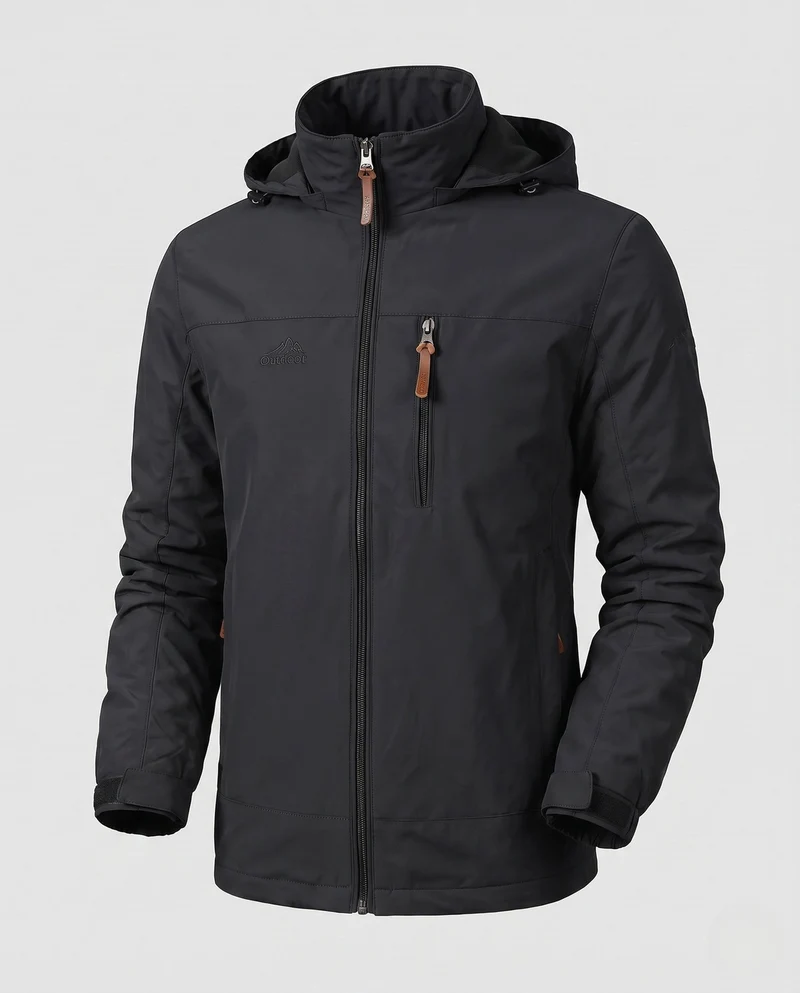Herren Leichte Softshell Outdoorjacke mit Kapuze und Reißverschlusstaschen Drune