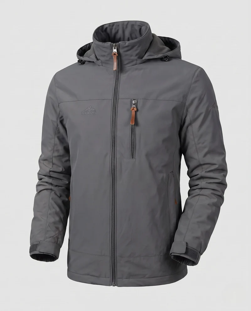 Herren Leichte Softshell Outdoorjacke mit Kapuze und Reißverschlusstaschen Drune