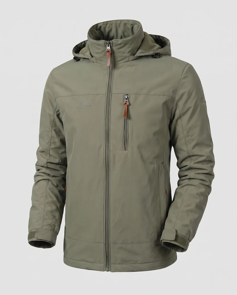 Herren Leichte Softshell Outdoorjacke mit Kapuze und Reißverschlusstaschen Drune