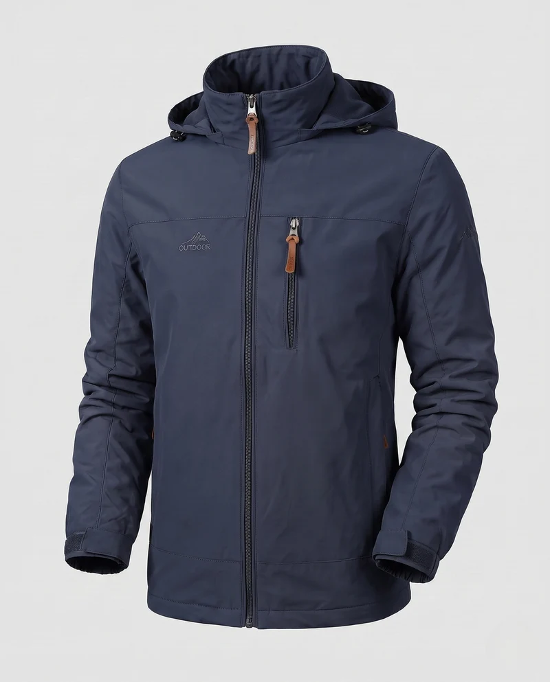 Herren Leichte Softshell Outdoorjacke mit Kapuze und Reißverschlusstaschen Drune