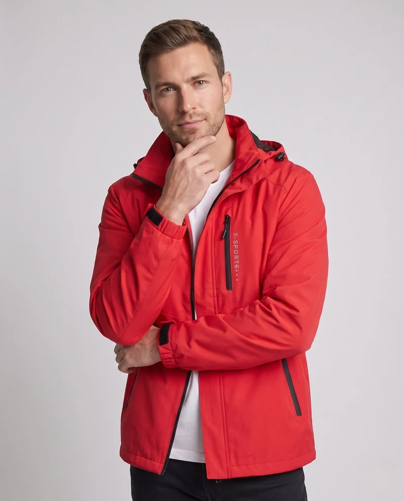Leichte wind- und wasserabweisende Kapuzenjacke für Herren im Sportstil mit verdecktem Reißverschluss Drune