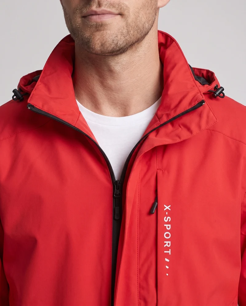 Leichte wind- und wasserabweisende Kapuzenjacke für Herren im Sportstil mit verdecktem Reißverschluss Drune