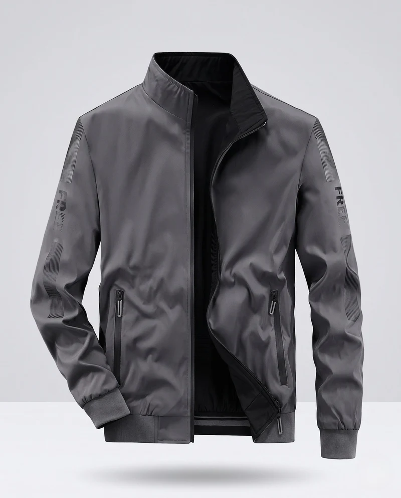 Männer leichte winddichte Bomberjacke mit wärmendem Innenfutter und Stehkragen Drune
