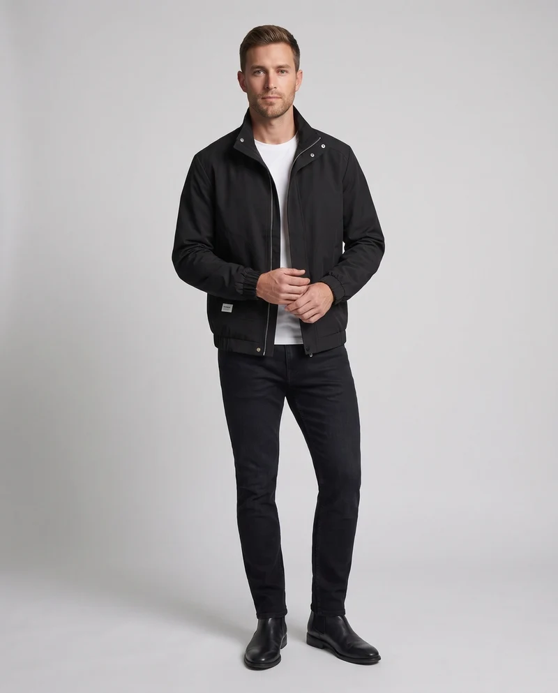 Herren Leichte Winddichte Freizeitjacke mit Stehkragen und Elastischen Bündchen Drune