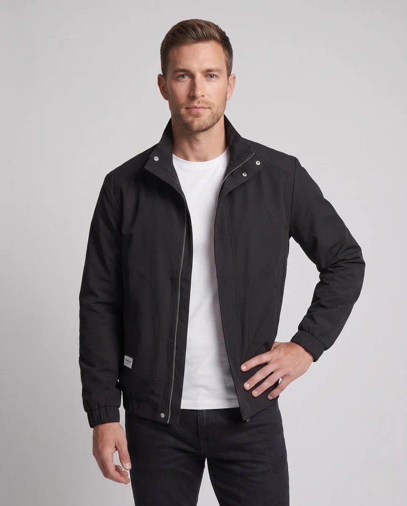 Herren Leichte Winddichte Freizeitjacke mit Stehkragen und Elastischen Bündchen Drune