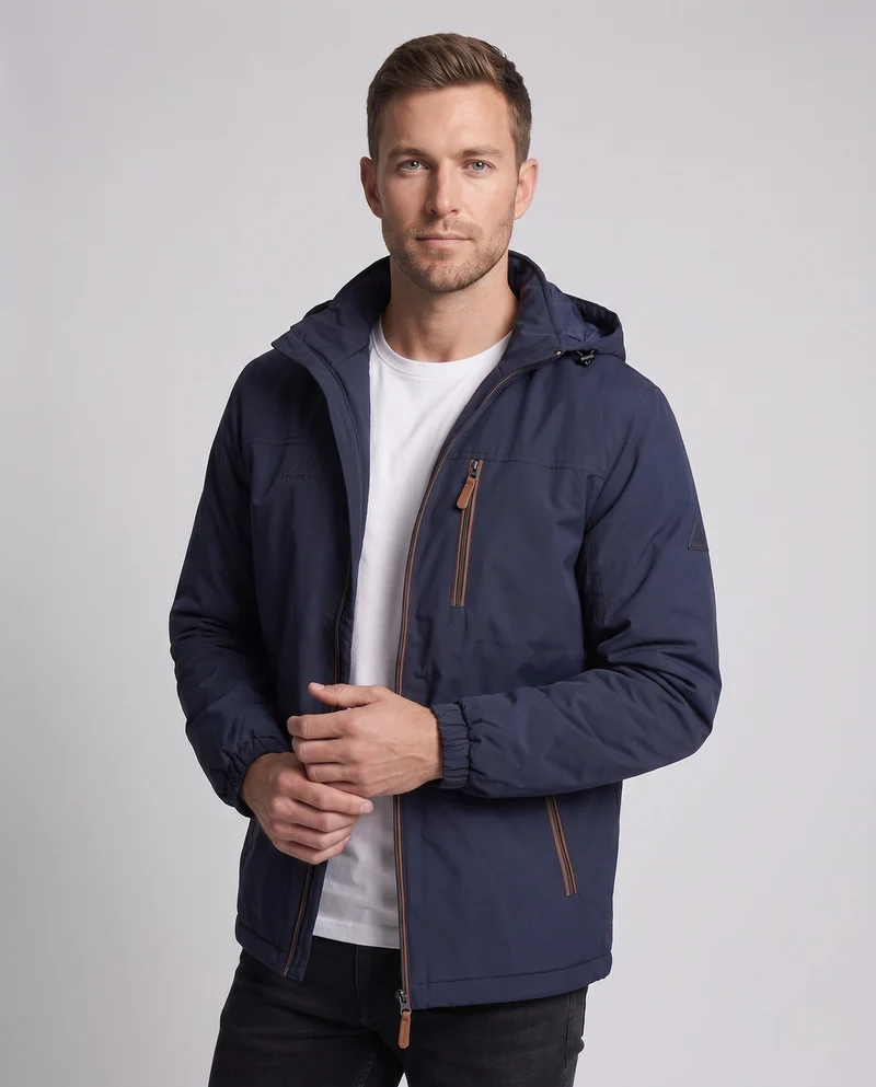 Leichte winddichte Herrenjacke mit wärmender Thermo-Innenausstattung und Brustreißverschluss-Tasche Drune