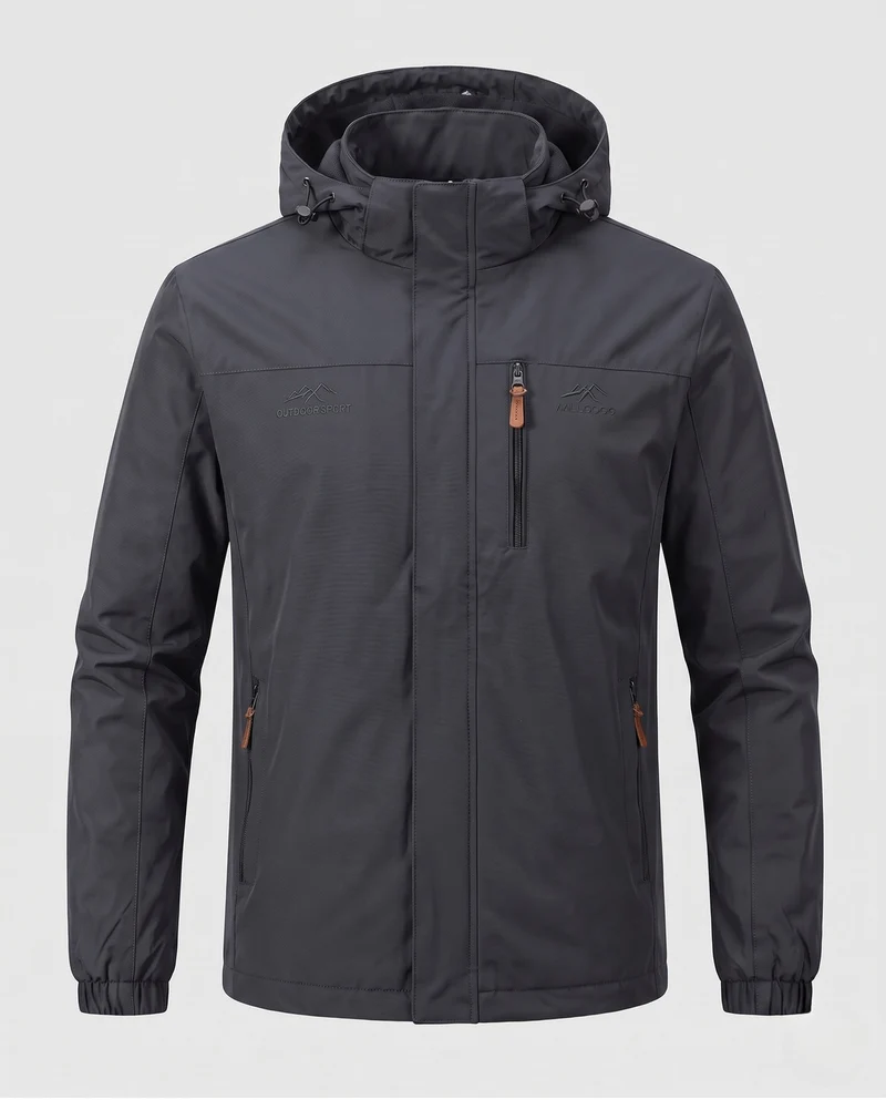 Leichte winddichte Herrenjacke mit wärmender Thermo-Innenausstattung und Brustreißverschluss-Tasche Drune