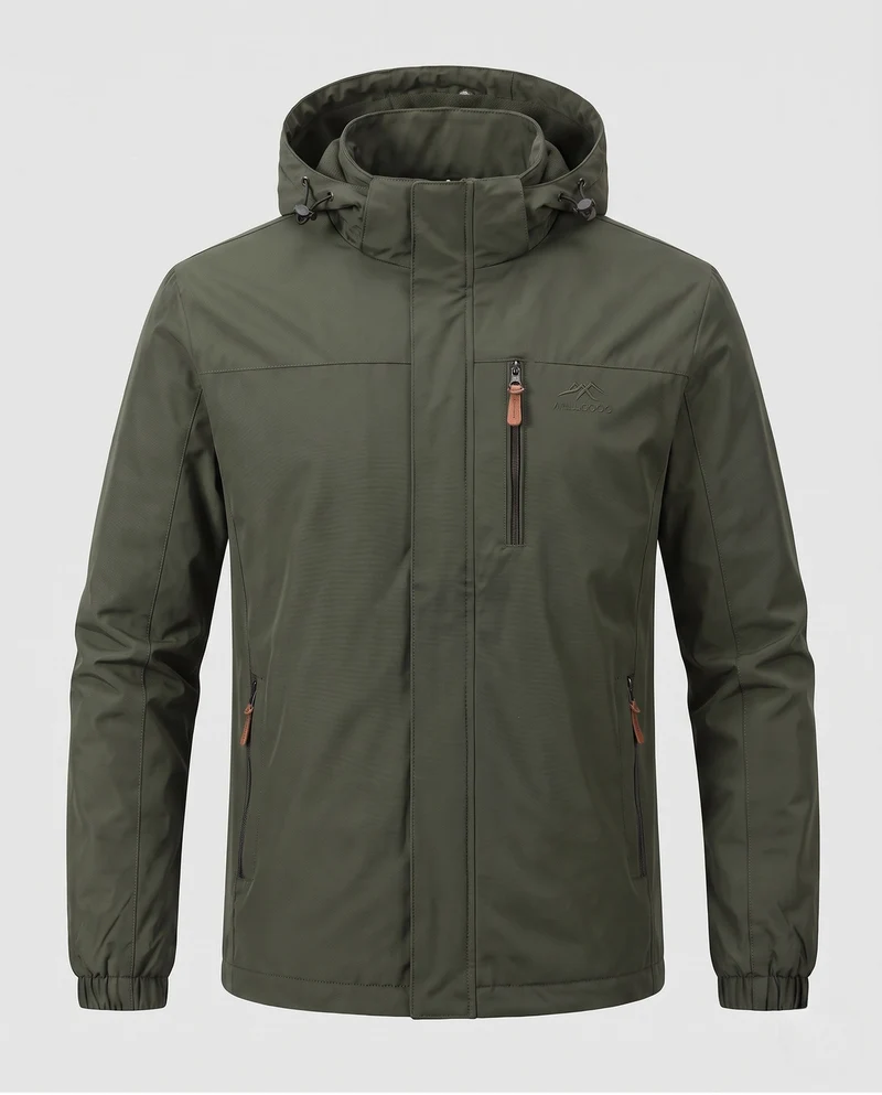 Leichte winddichte Herrenjacke mit wärmender Thermo-Innenausstattung und Brustreißverschluss-Tasche Drune