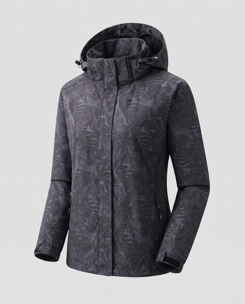 Damen Atmungsaktive Funktionsjacke mit Verstellbarem Kapuzen Design Drune