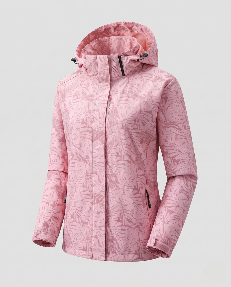 Damen Atmungsaktive Funktionsjacke mit Verstellbarem Kapuzen Design Drune