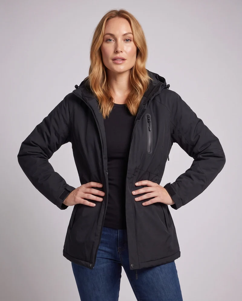 Damen Funktions Übergangsjacke mit abnehmbarer Kapuze Drune