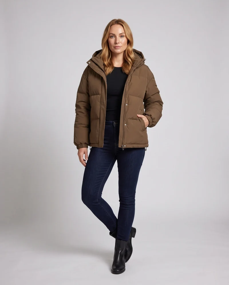 Damen isolierte Winterjacke mit Kapuze Drune