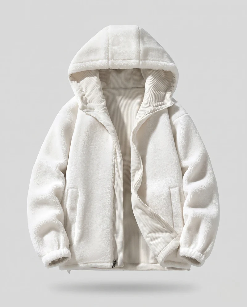 Damen Kuschelige Fleece-Jacke mit Kapuze Drune
