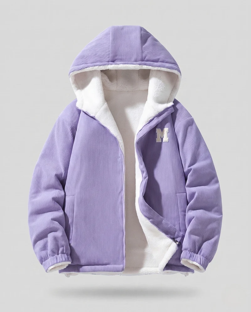 Damen Kuschelige Fleece-Jacke mit Kapuze Drune