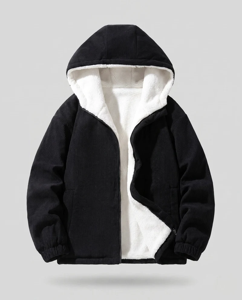 Damen Kuschelige Fleece-Jacke mit Kapuze Drune