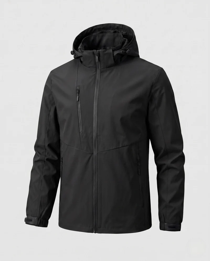 Herren atmungsaktive Outdoor-Jacke mit verstellbarem Kapuzenkragen Drune